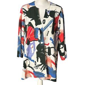 Ali Miles Jacket Size Large Red Black Abstract Long Artsy Boho Corpcore Event